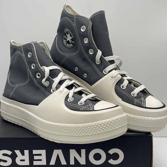 Converse Men’s A05116C CTAS CONSTRUCT HI CYBER GREY/VINTAGE WHITE/EGRET Platform - Picture 4 of 16